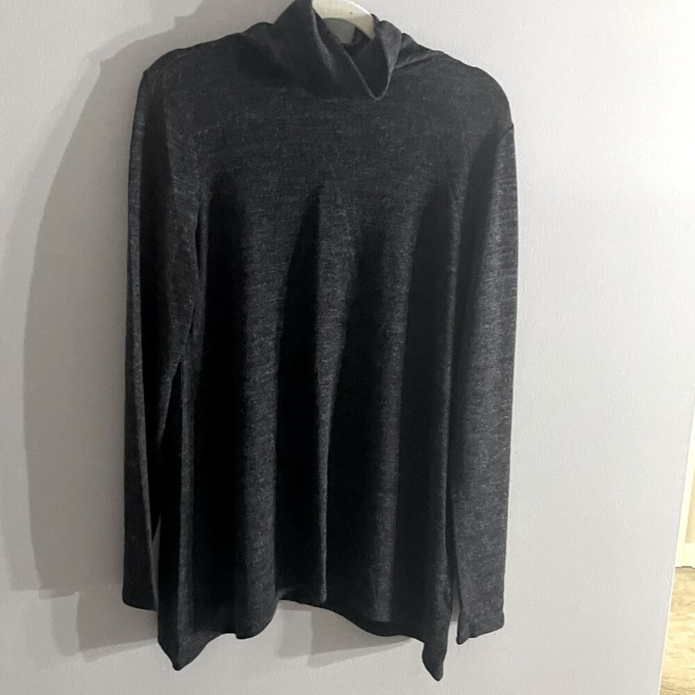 White House Black Market Turtleneck Tunic Sweater Women’s Large Charcoal Grey